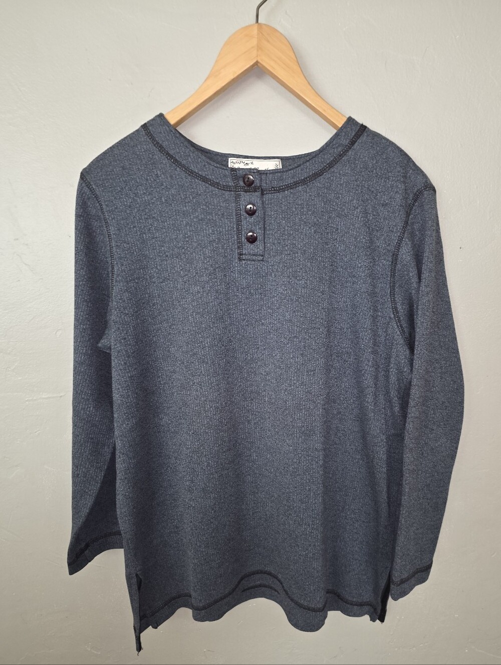 Vintage 1980s 1990s Slate Grey Henley Pullover Sarah Bentley